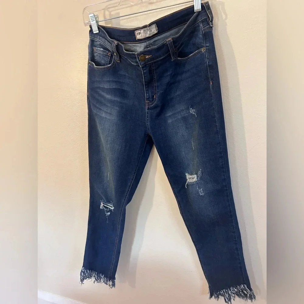 Free People‎ Frayed Skinny Jeans Distressed Womens 29 Great Heights Fringe Crop